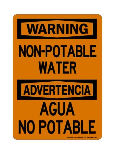 Non-Potable Water English/Spanish, OSHA Warning Sign (Part#: WAR1339)