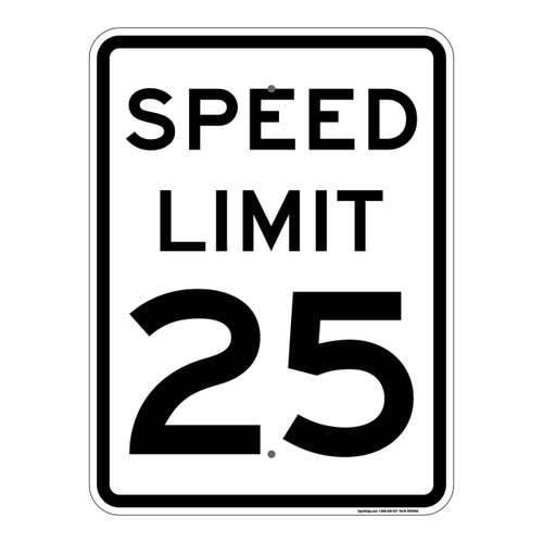 25 MPH Speed Limit Signs, MUTCD Compliant Traffic Control Signs , Reflective signs,   10"x14" to 24" x 30" Part# - SPD1008