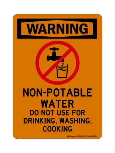 Non-Potable Water Do Not Use For Drinking, Washing, Cooking (No Water Symbol), OSHA Warning Sign (Part#: WAR1366)