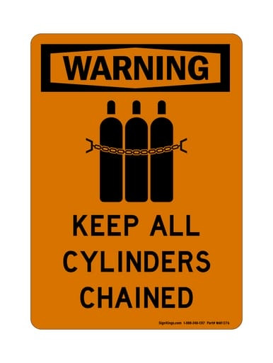 Keep All Cylinders Chained (Chained Tanks Symbol), OSHA Warning Sign (Part#: WAR1376)