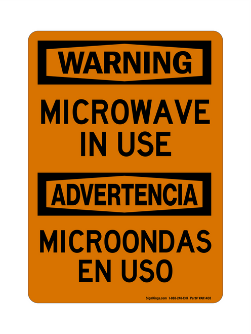 Microwave In Use English/Spanish, Warning Sign