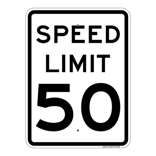50 MPH Speed Limit Signs, MUTCD Compliant Traffic Control Signs , Reflective signs,   10"x14" to 24"x30" Part# - SPD1016