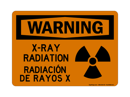 X-Ray Radiation (Radiation Symbol) English/Spanish, Warning Sign