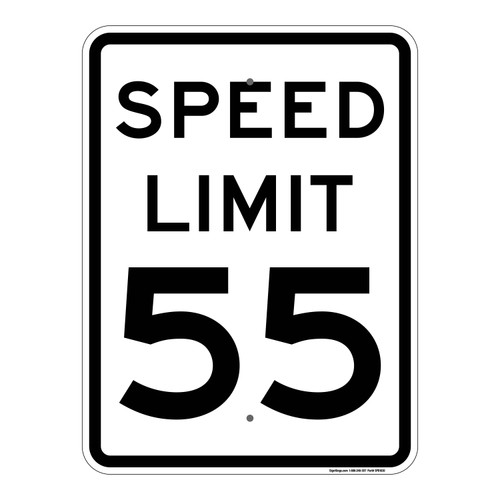 55 MPH Speed Limit Signs, MUTCD Compliant Traffic Control Signs , Reflective signs,   10"x14" to 24"x30" Part# - SPD1020