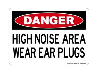 High Noise Area Wear Ear Plugs, OSHA Danger Sign (Part#: DAN1035)