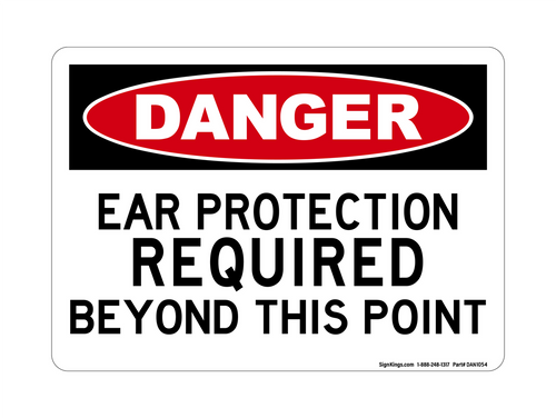 Ear Protection Required Beyond This Point, Danger Sign