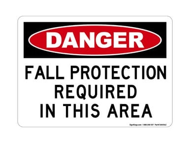 Follow Fall Protection Guidelines When Working Beyond This Point, OSHA Danger Sign (Part#: DAN1063)