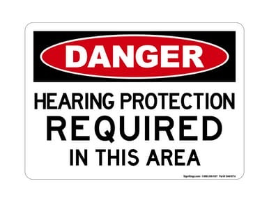 Hearing Protection Required In This Area, OSHA Danger Sign (Part#: DAN1076)
