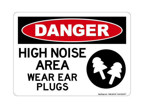 High Noise Area Wear Ear Plug (PPE Symbol), Danger Sign
