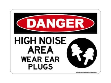 High Noise Area Wear Ear Plug (PPE Symbol), OSHA Danger Sign (Part#: DAN1077)