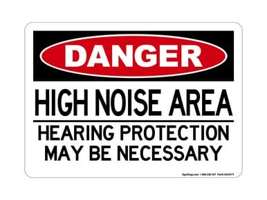 HIGH NOISE AREA Hearing Protection May Be Necessary, OSHA Danger Sign (Part#: DAN1079)