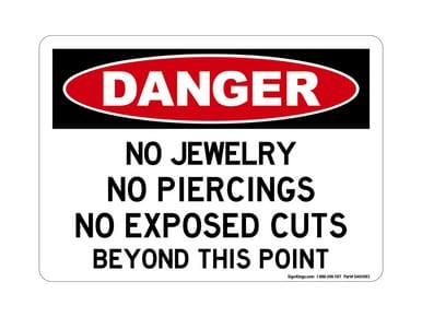 Please Remove All Jewelry, OSHA Danger Sign (Part#: DAN1084)