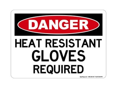 Heat Resistant Gloves Required, OSHA Danger Sign (Part#: DAN1098)