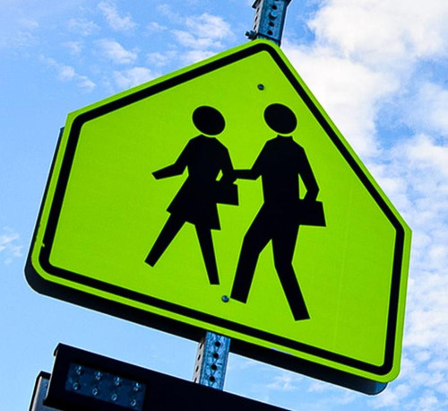 School crossing (part#: sch1002) - Yellow Green Reflective