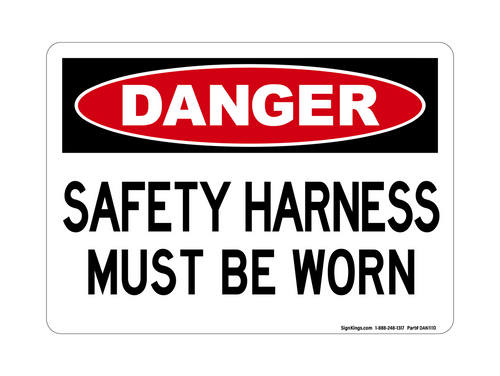 Safety Harness Must Be Worn, Danger Sign