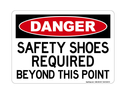 Safety Shoes Required Beyond This Point, Danger Sign
