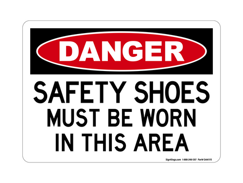 Safety Shoes Must Be Worn In This Area, Danger Sign