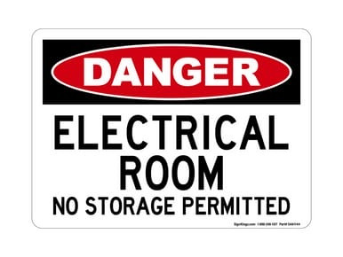 Electrical Room No Storage Permitted, OSHA Danger Sign (Part#: DAN1144)