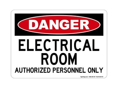 Electrical Room Authorized Personnel Only, OSHA Danger Sign (Part#: DAN1145)