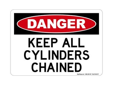 Keep All Cylinders Chained, OSHA Danger Sign (Part#: DAN1157)