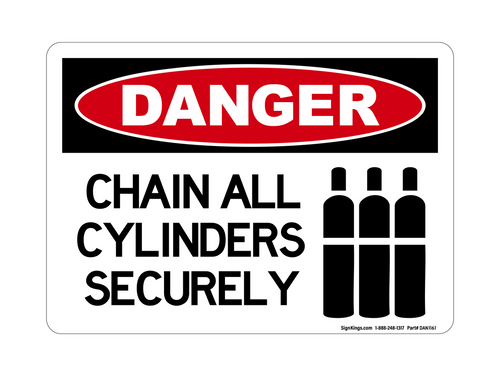 Chain All Cylinders Securely (Tanks Symbol), Danger Sign