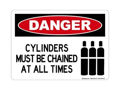 Cylinders Must Be Chained At All Times (Tanks Symbol), OSHA Danger Sign (Part#: DAN1163)