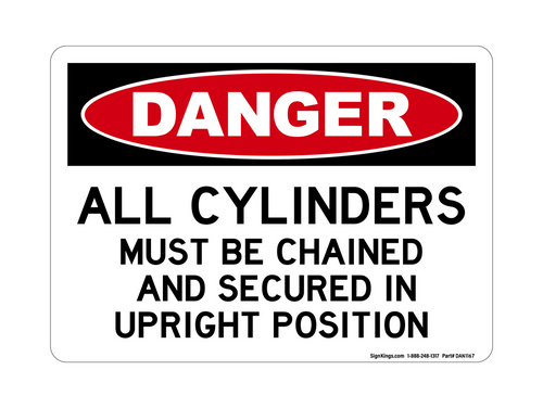 All Cylinders Must Be Chained And Secured In Upright Position, Danger Sign