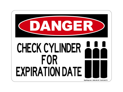 Check Cylinder For Expiration Date (Tanks Symbol), Danger Sign