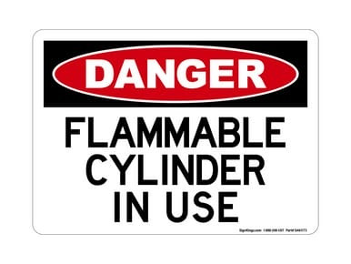 Flammable Cylinder In Use, OSHA Danger Sign (Part#: DAN1173)