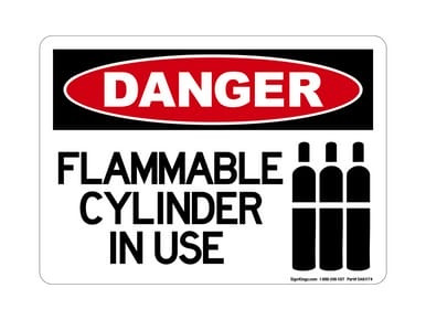 Flammable Cylinder In Use (Tanks Symbol), OSHA Danger Sign (Part#: DAN1174)