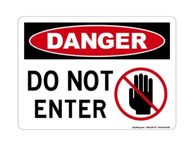 Do Not Enter (Stop Hand Symbol), OSHA Danger Sign (Part#: DAN1208)