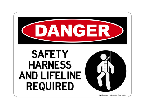 Safety Harness And Lifeline Required (Harness Symbol), Danger Sign