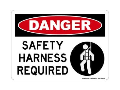 Safety Harness Required (Harness Symbol), OSHA Danger Sign (Part#: DAN1215)