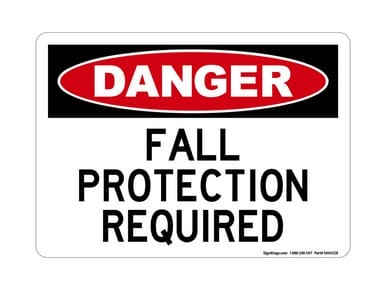 Fall Protection Required, OSHA Danger Sign (Part#: DAN1228)