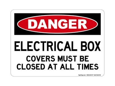 Electrical Box Covers Must Be Closed At All Times, OSHA Danger Sign (Part#: DAN1238)