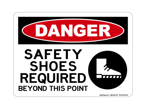 Safety Shoes Required Beyond This Point (PPE Symbol 2), Danger Sign