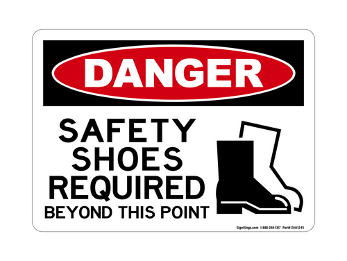 Safety Shoes Required Beyond This Point (PPE Symbol 3), Danger Sign