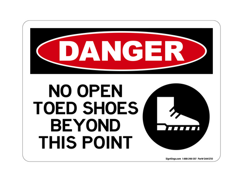 No Open Toed Shoes Beyond This Point (PPE Symbol 3), Danger Sign