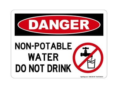 Non-Potable Water Do Not Drink (No Water Symbol), OSHA Danger Sign (Part#: DAN1261)