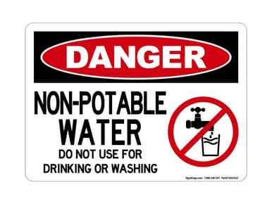 Non-Potable Water Do Not Use For Drinking Or Washing (No Water Symbol), OSHA Danger Sign (Part#: DAN1262)