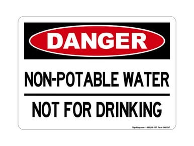 Non-Potable Water - Not For Drinking Or Washing, OSHA Danger Sign (Part#: DAN1267)