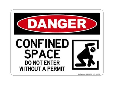 Confined Space Do Not Enter Without A Permit (Confined Space Symbol), OSHA Danger Sign (Part#: DAN1298)