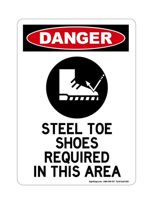 Steel Toe Shoes Required In This Area (PPE Symbol), Danger Sign