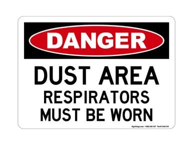 Dust Area Respirators Must Be Worn, OSHA Danger Sign (Part#: DAN1318)