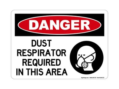 Dust Respirators Required In This Area (PPE Symbol), OSHA Danger Sign (Part#: DAN1322)