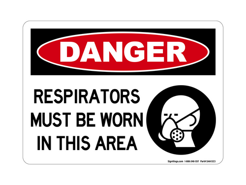 Respirators Must Be Worn In This Area (PPE Symbol), Danger Sign