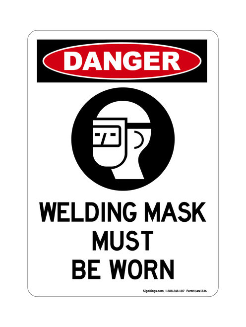 Welding Mask Must Be Worn (PPE Symbol), Danger Sign