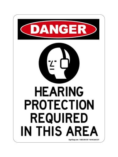 Hearing Protection Required In This Area (PPE Symbol), OSHA Danger Sign (Part#: DAN1337)