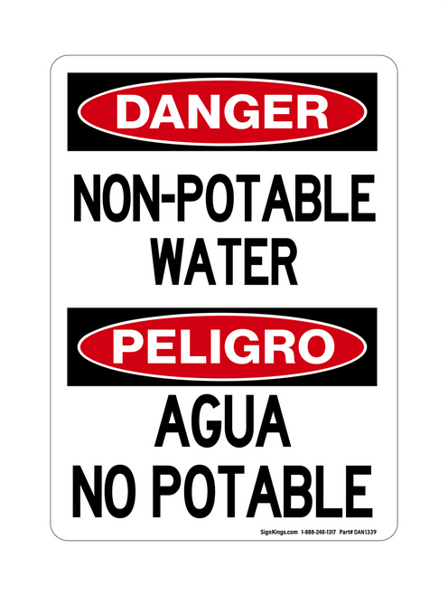 Non-Potable Water English/Spanish, Danger Sign