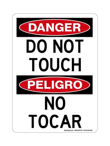 Do Not Touch English/Spanish, OSHA Danger Sign